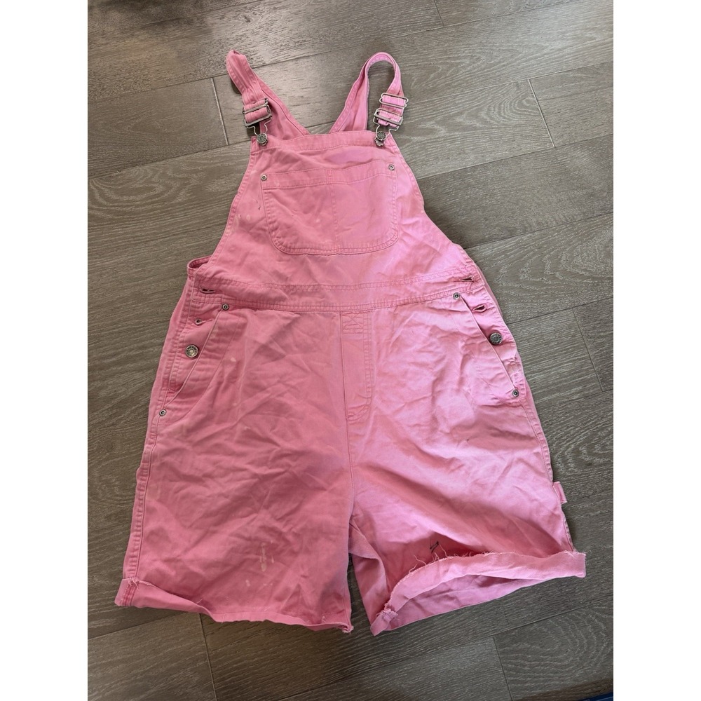 Vintage Crazy Horse Pink Denim Shortalls Overalls Women's M Y2K Cotton
